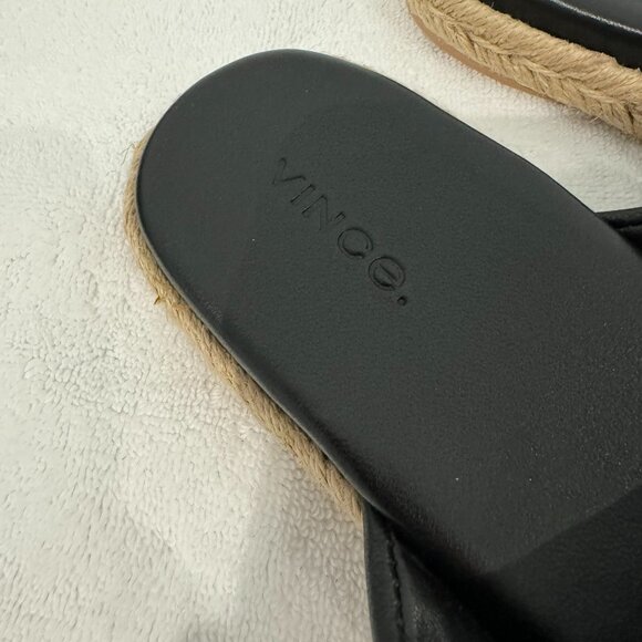 VINCE Black Leather Criss Cross Slide Sandals - Size 8 - NEW! - Picture 4 of 7